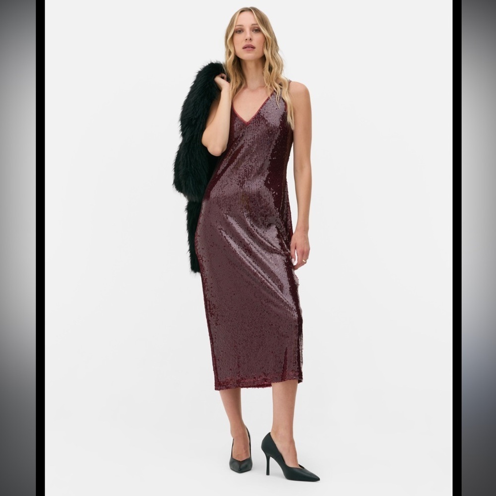 PRIMARK RITA ORA Sequin V Neck Midi XS